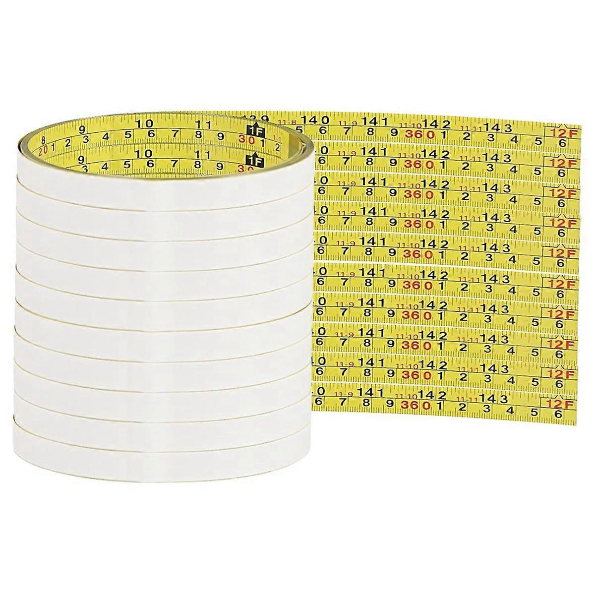 10 Packs Self Adhesive Measuring Tape Adhesive Tape Measure Stick on Tape Measure (12 Ft,Yellow)