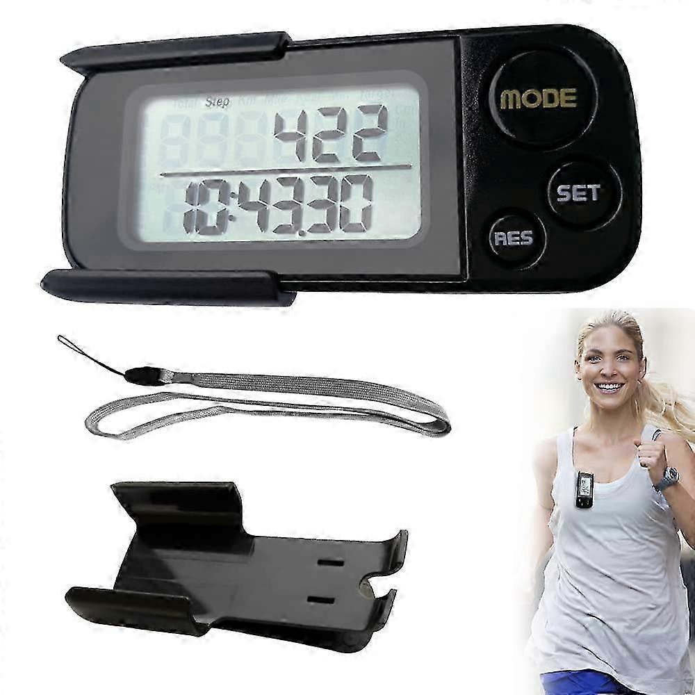 Pedometer Clip-On Digital 3D Steps Counter Without App for Men & Women With 30 Days Memory & Follow Steps Function