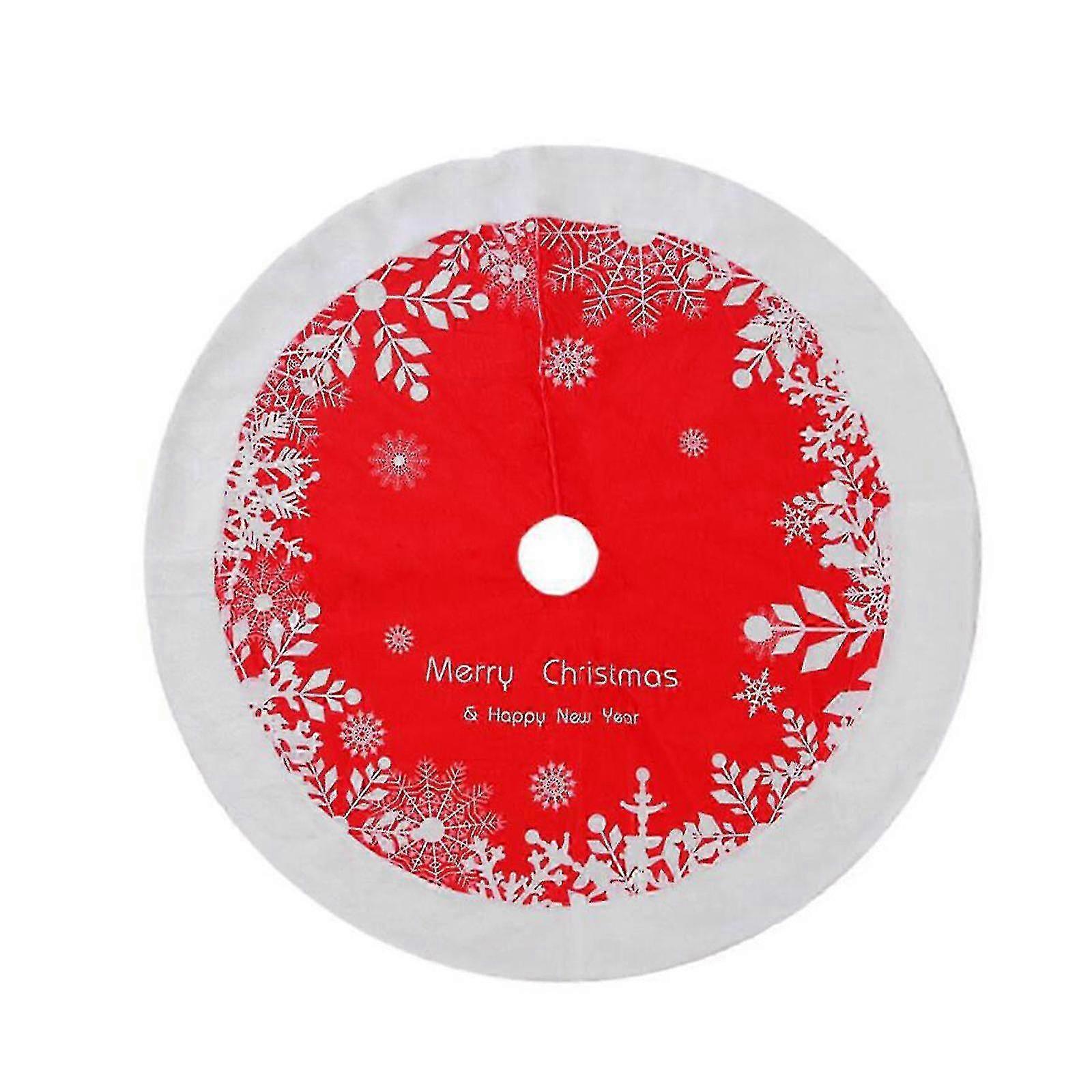 Tree apron for holiday decor with red Christmas theme