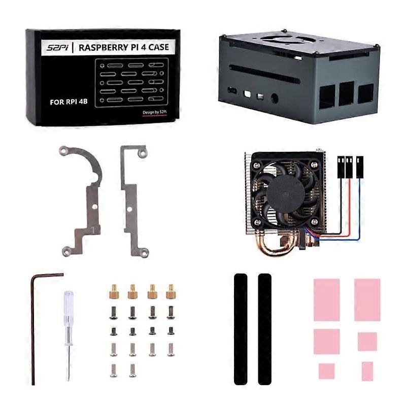 Metal Case Kit for RaspberryPi4B with Thin Ice Tower Cooler Enclosure Kit