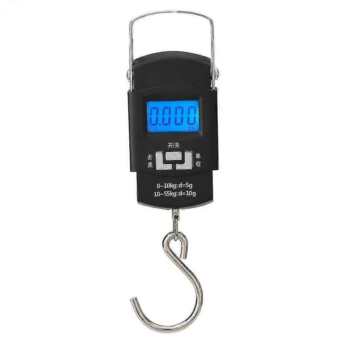 Portable And Rechargeable Digital Lcd Display Fishing Travel Luggage Scale With Hook(black)