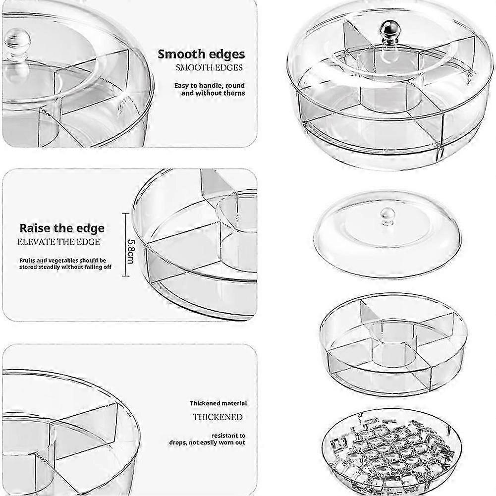 Chilled Veggie Fruit Tray Platter Divided Rotating Serving Tray with Lid Snack Vegetable Tray Chip and Dip Serving Set