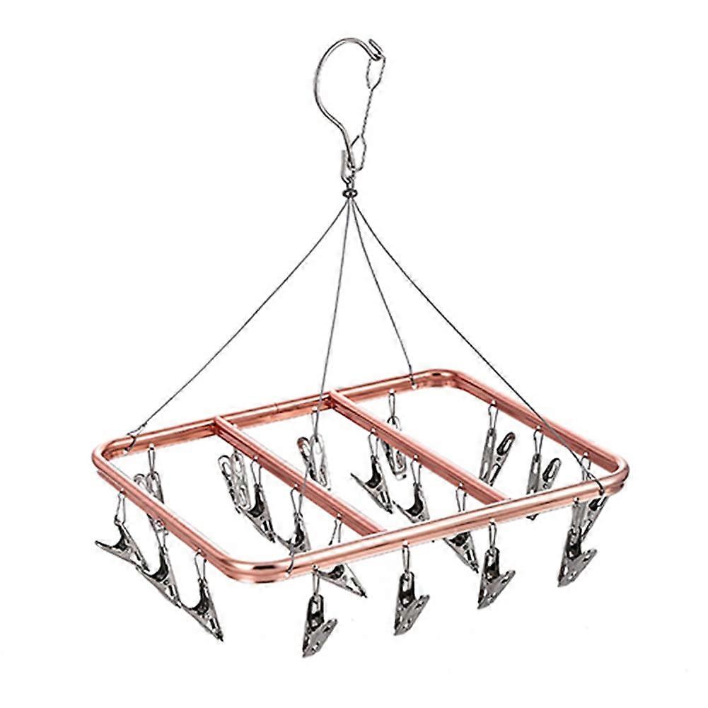 Sock Drying Rack WindProof Clothes Hanger 20 Clips RustResistant For Towels Socks Underwear 4Pack Pink