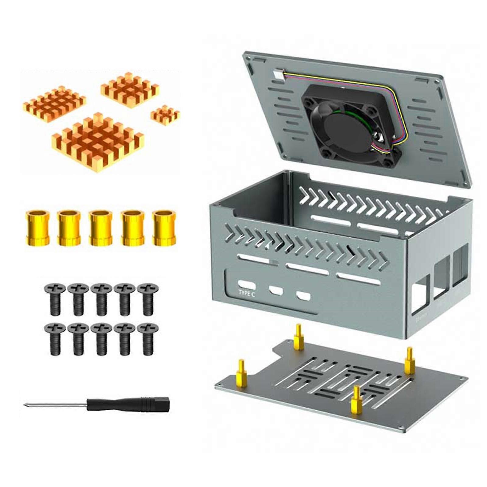 Aluminum Metal Case Coolers PWM Fan And Copper Heatsink Big Space Expansion Board With PWM Fan Accessories Multicolor