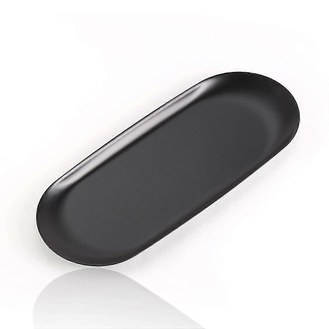 Rolling Tray Metal Rectangular Black Small Serving and Storage Tray for Buffet or Home Decor 22.5x9.5cm