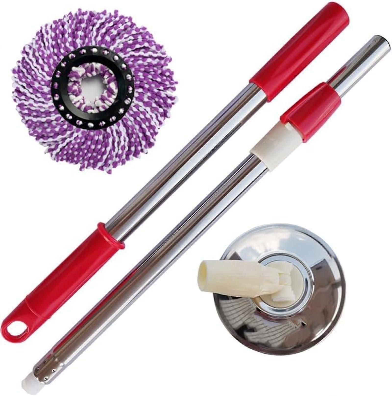 Spin Mop Replacement Handle 360° Rotating Telescopic Stainless Steel Stick for Bucket Cleaning System Black