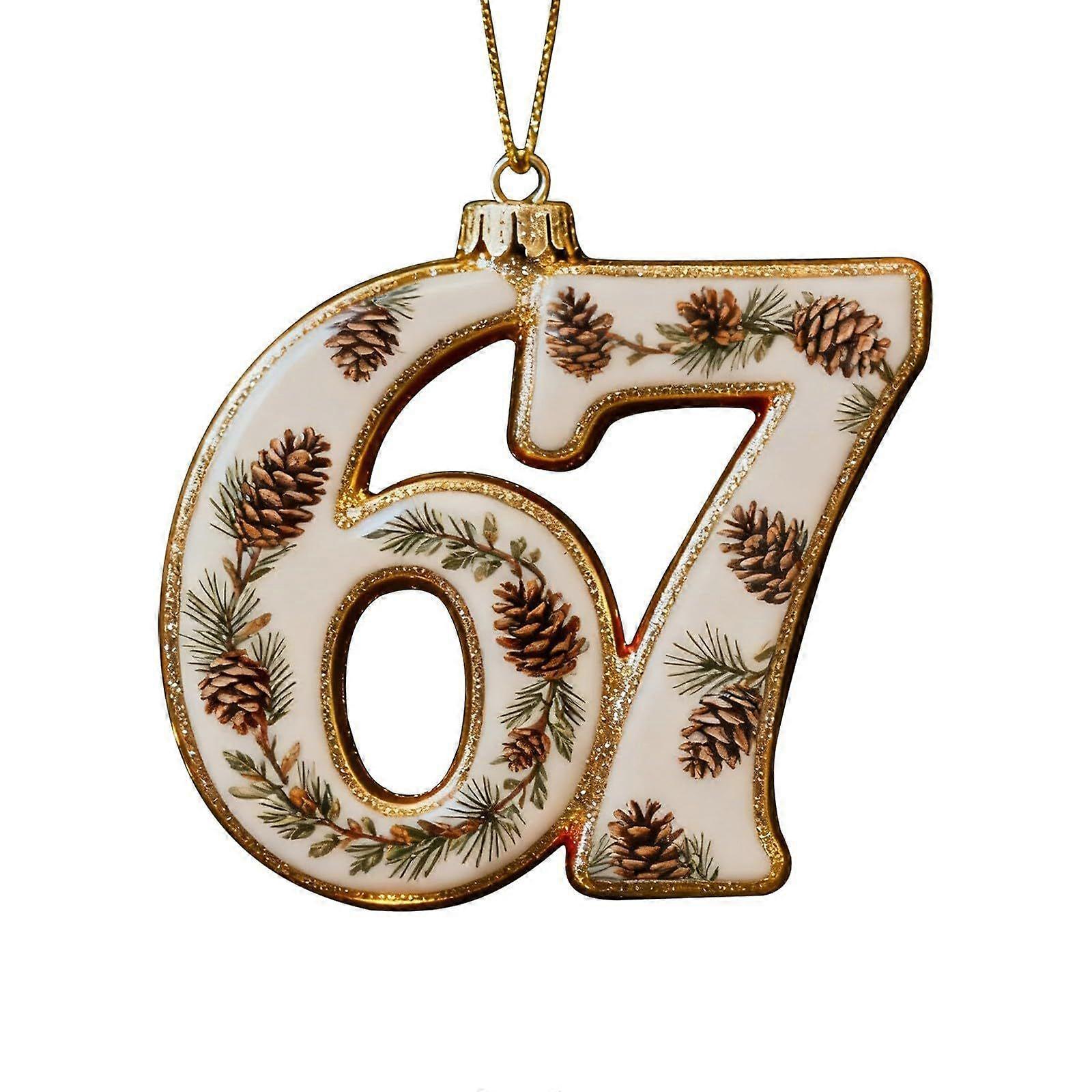 Six Seven julgransprydnad 2025, roliga 67 meme-prydnader till julgranen, roliga 67 julgranshängande prydnader, för vuxna, vänner, kollegor