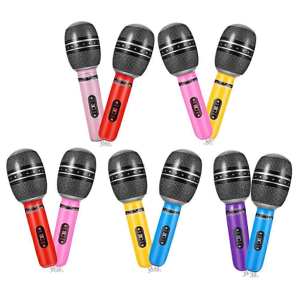 10Pcs Aufblasbare Mikrofone So tun als ob sie Mikrofon spielen Spielzeug Gefälschtes Mikrofon Modell Requisite (gemischter Stil)