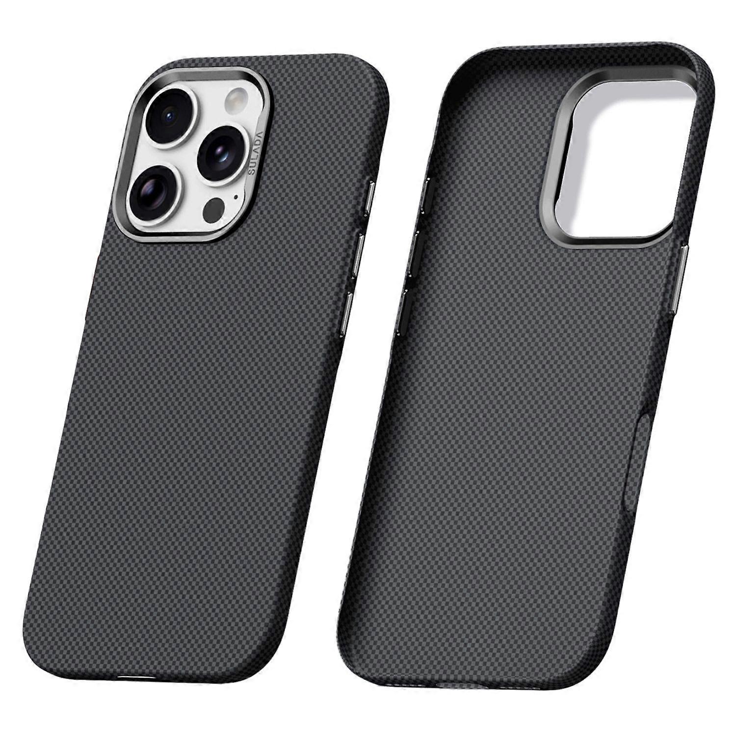 SULADA For iPhone 16 Pro Max Protective Case Grid Textured Anti Fingerprint Phone Cover - Titanium B