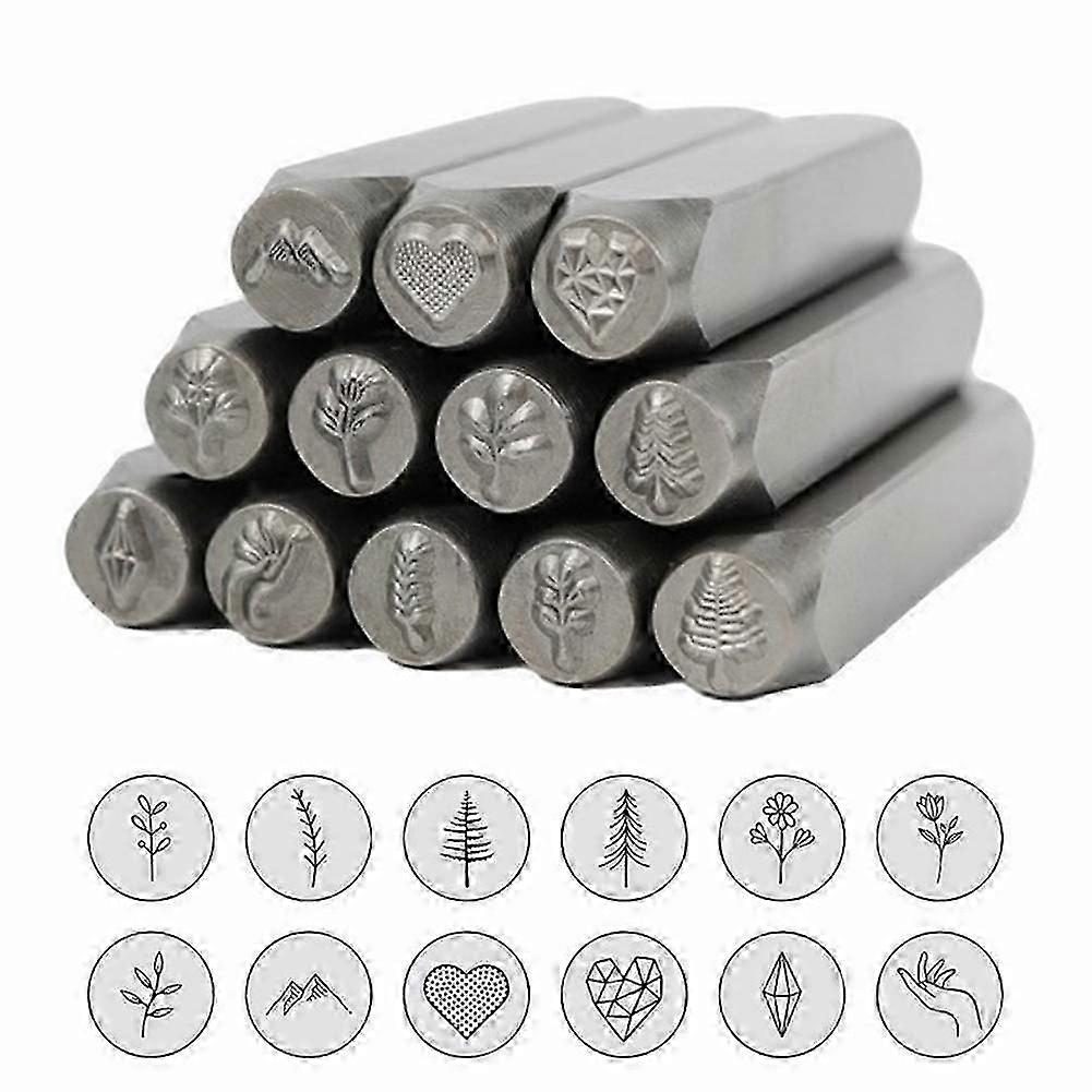 12pcs Flowers Trees Multi Pattern Seals Jewelry Stamping Tool