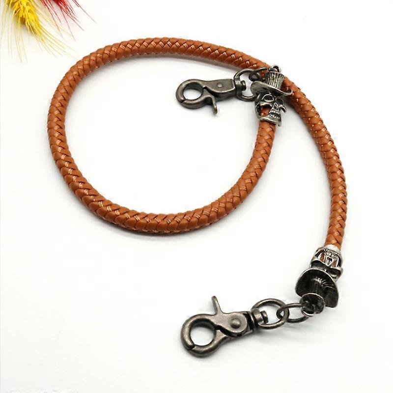 Chaîne de pantalon tressée en cuir véritable vintage (1 pièce) pour portefeuille homme