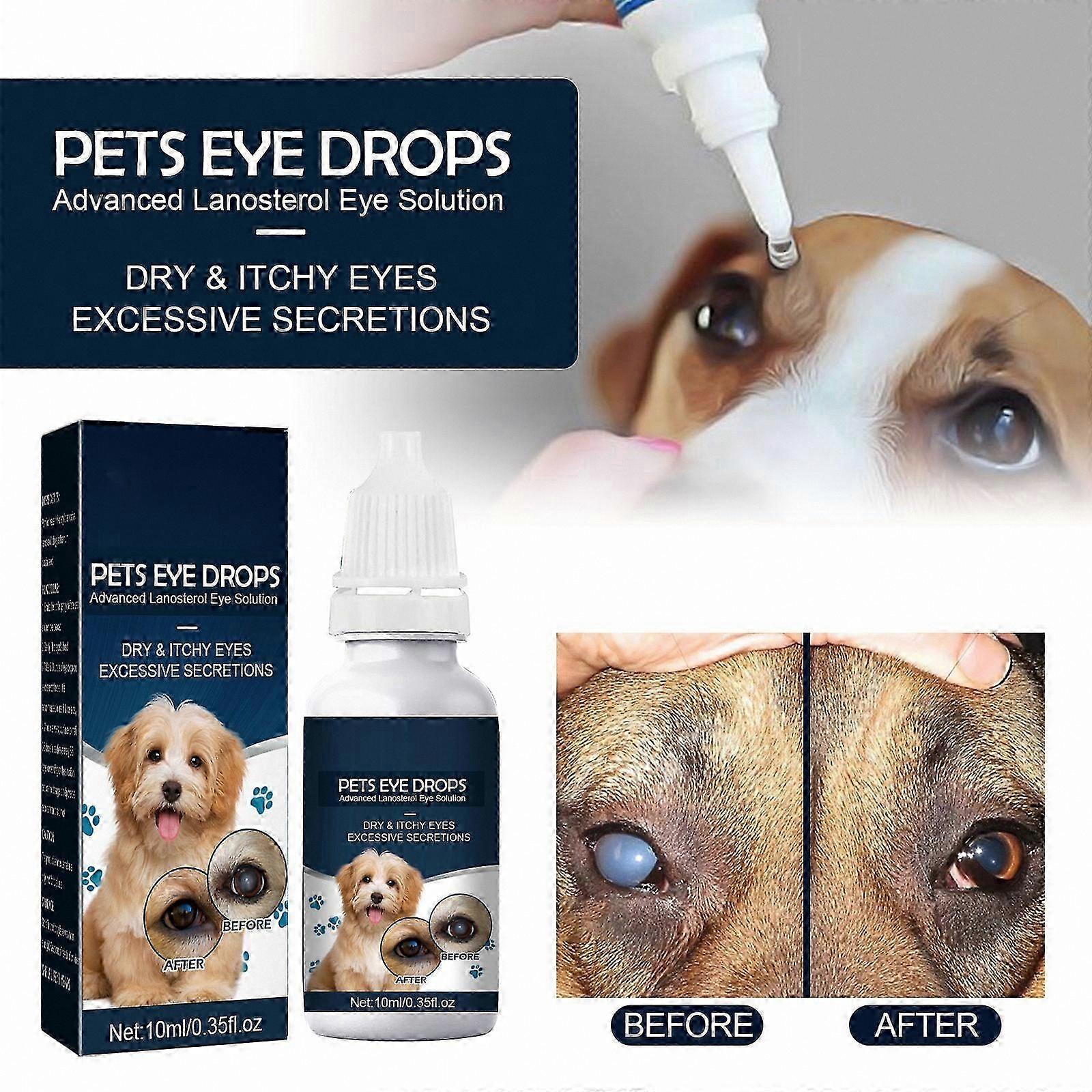 Pet Eye Lubricant Drops, 10mL Solution for Vision Support and Hydration in Dogs & Cats