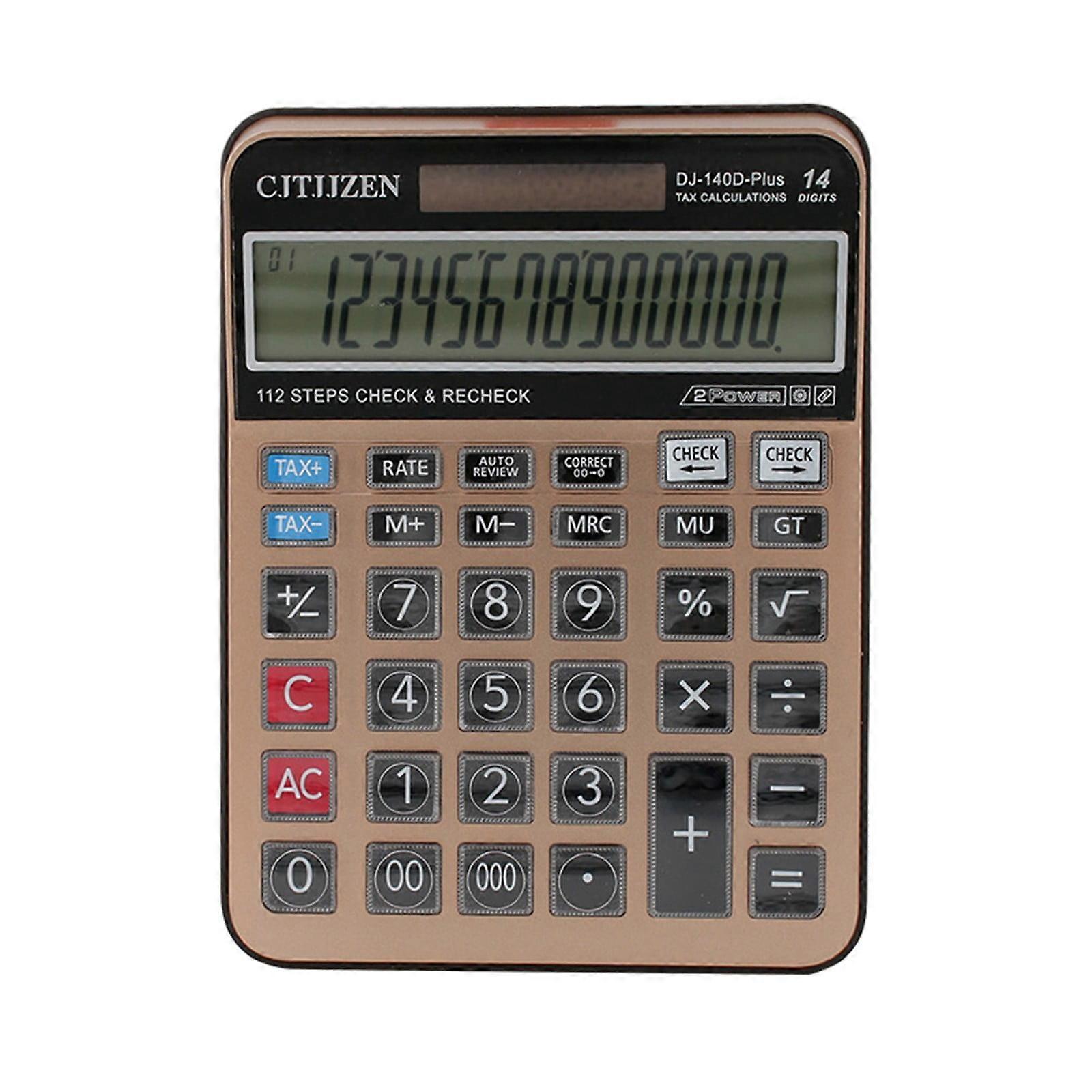 VALSEEL 14-Digit Desktop Calculator with Transparent Keys, Solar Powered, for Office, Finance, School Supplies, Compatible with Data Checking