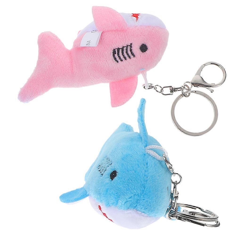 Shark Shaped Plush Keychain Cute Style Multifunctional Use Multi Travel 2Pack