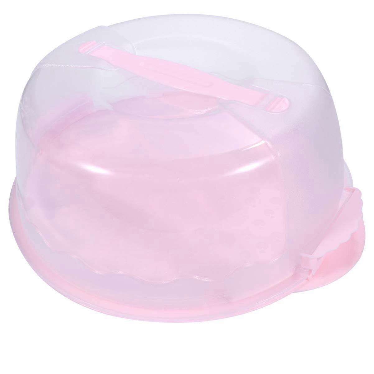 Cake Carrier with Handle, Secure Locking Buckle, Round Plastic Storage for Cakes and Cupcakes