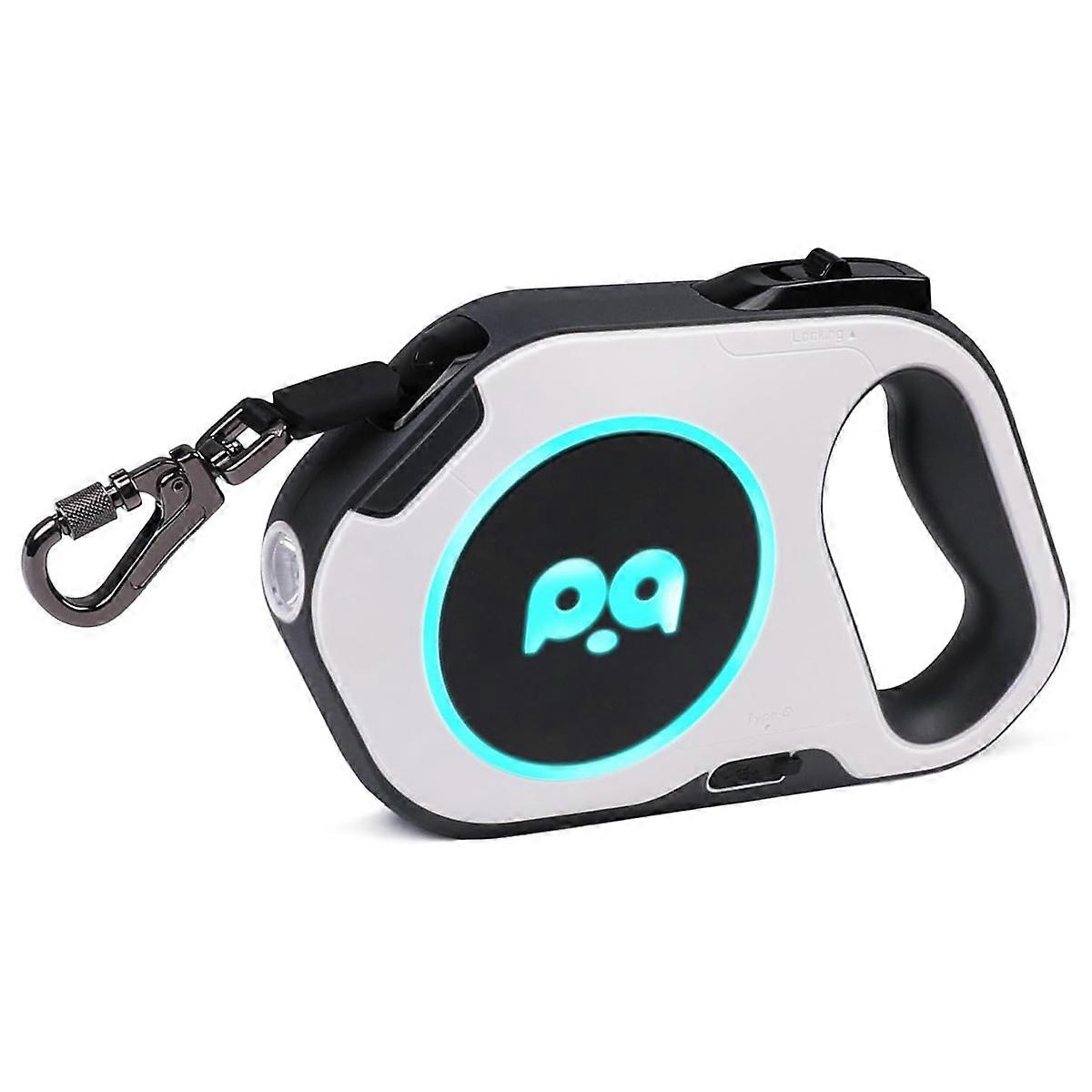 Retractable Dog Leash with Rechargeable LED Light White