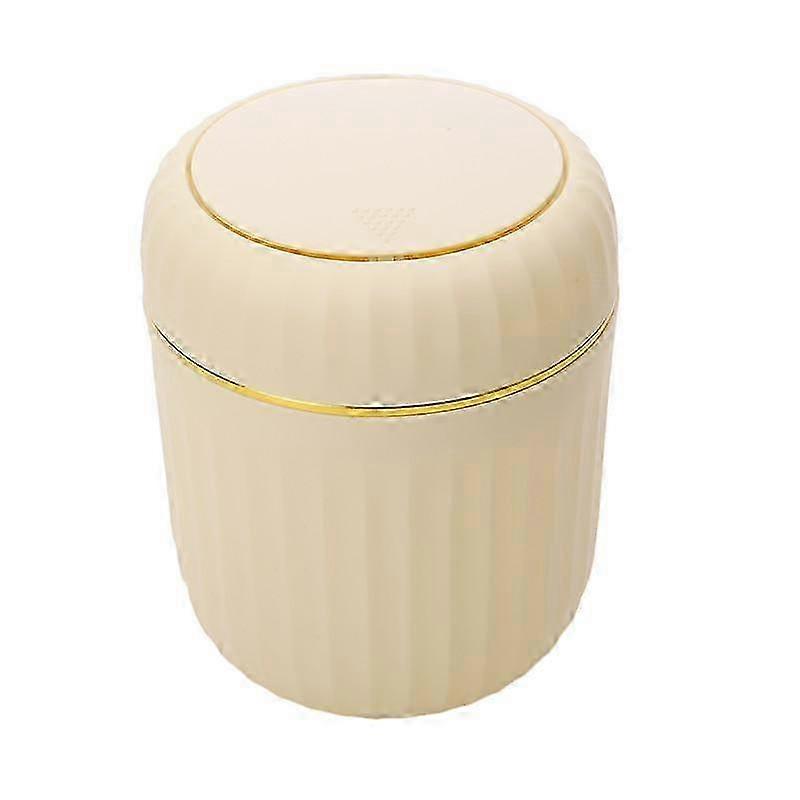 Press Type Cylindrical Trash Can for Home Office Mini Desktop Waste Bin