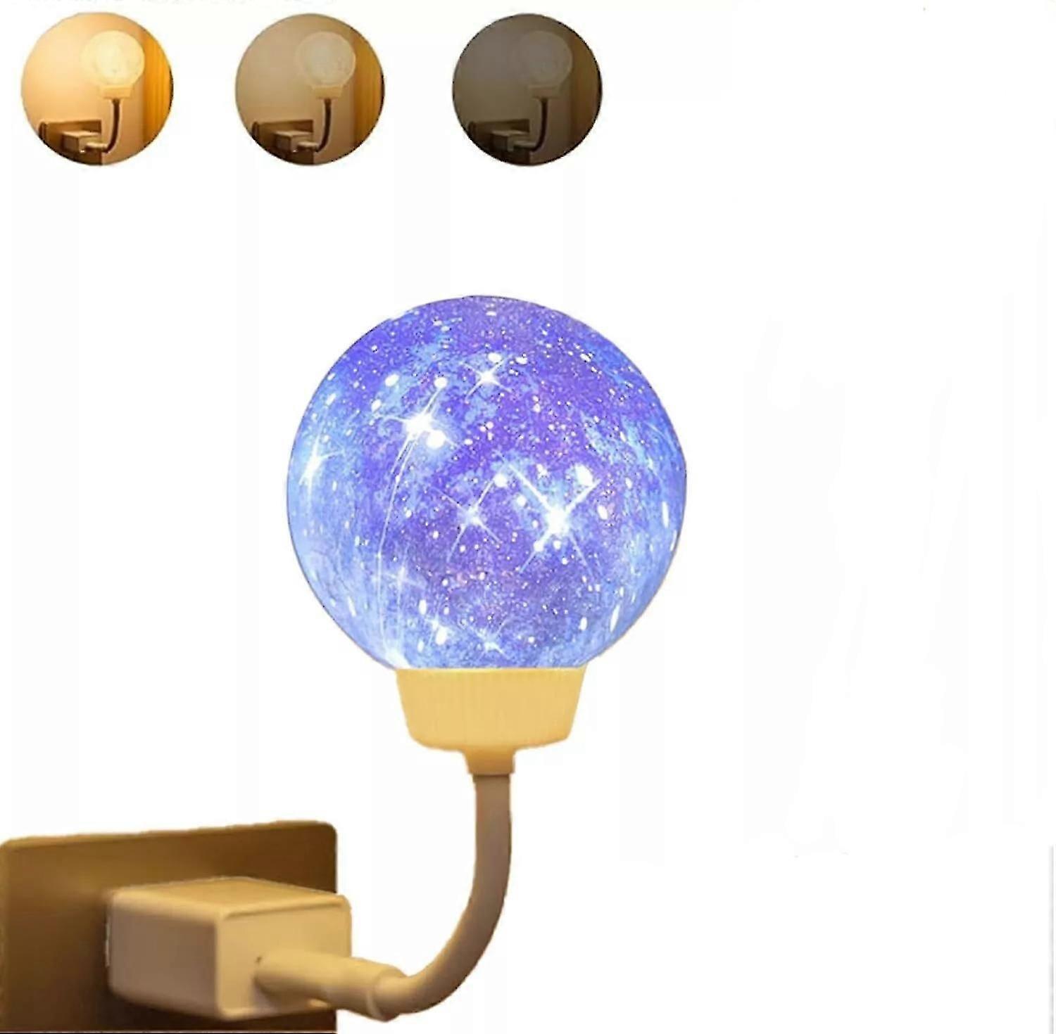 Luz Noturna Inteligente Moon, Lâmpada LED Ativada por Voz, Luz Noturna de Quarto USB Plug-In