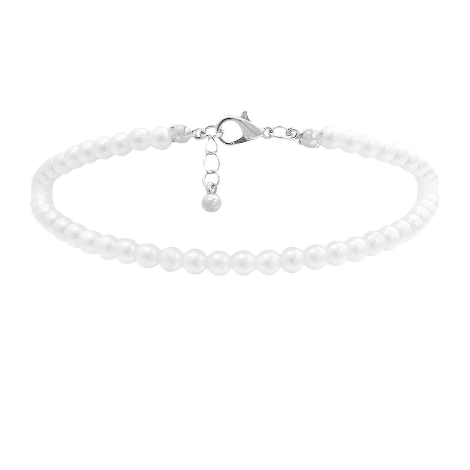 Elegant Handmade Anklet 2pcs All Match Artificial Ankle Chain White