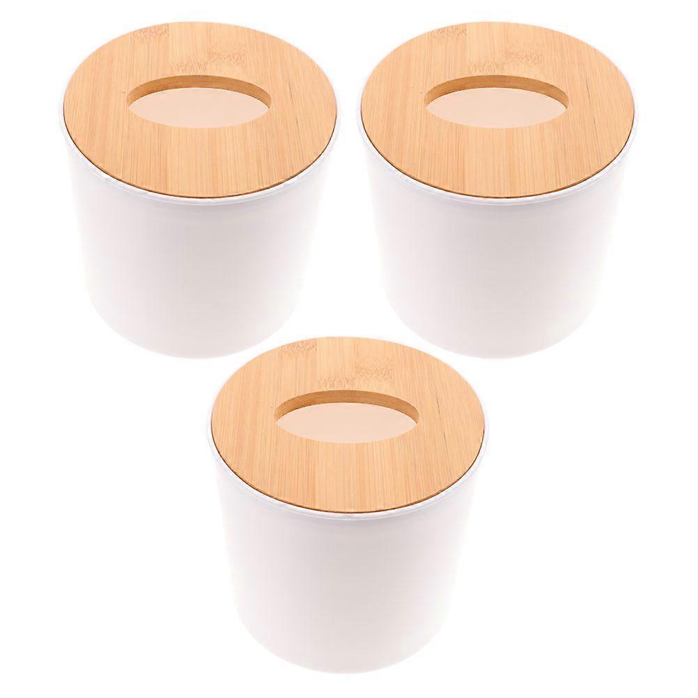 Decorative Bamboo Tissue Box Cover with Lid for Bathroom Use 3Pcs