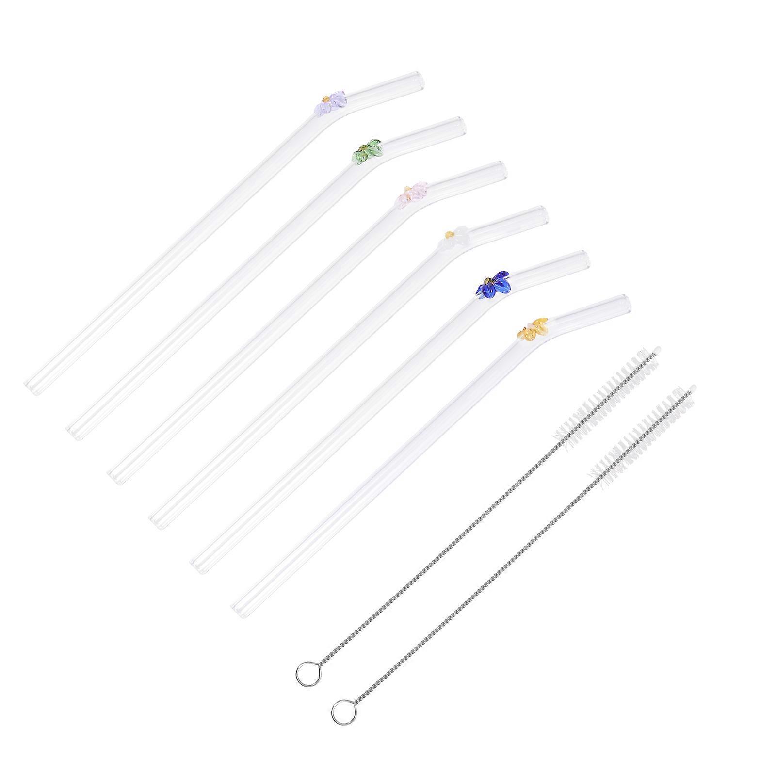 Reusable Glass Straws Beverage Drinking Straws for Drinking 2Sets Clear Staws
