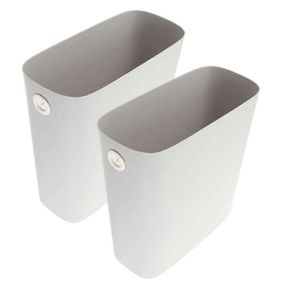 Bathroom Slim Trash Can Plastic Garbage Bin for Home Grey 2Pcs