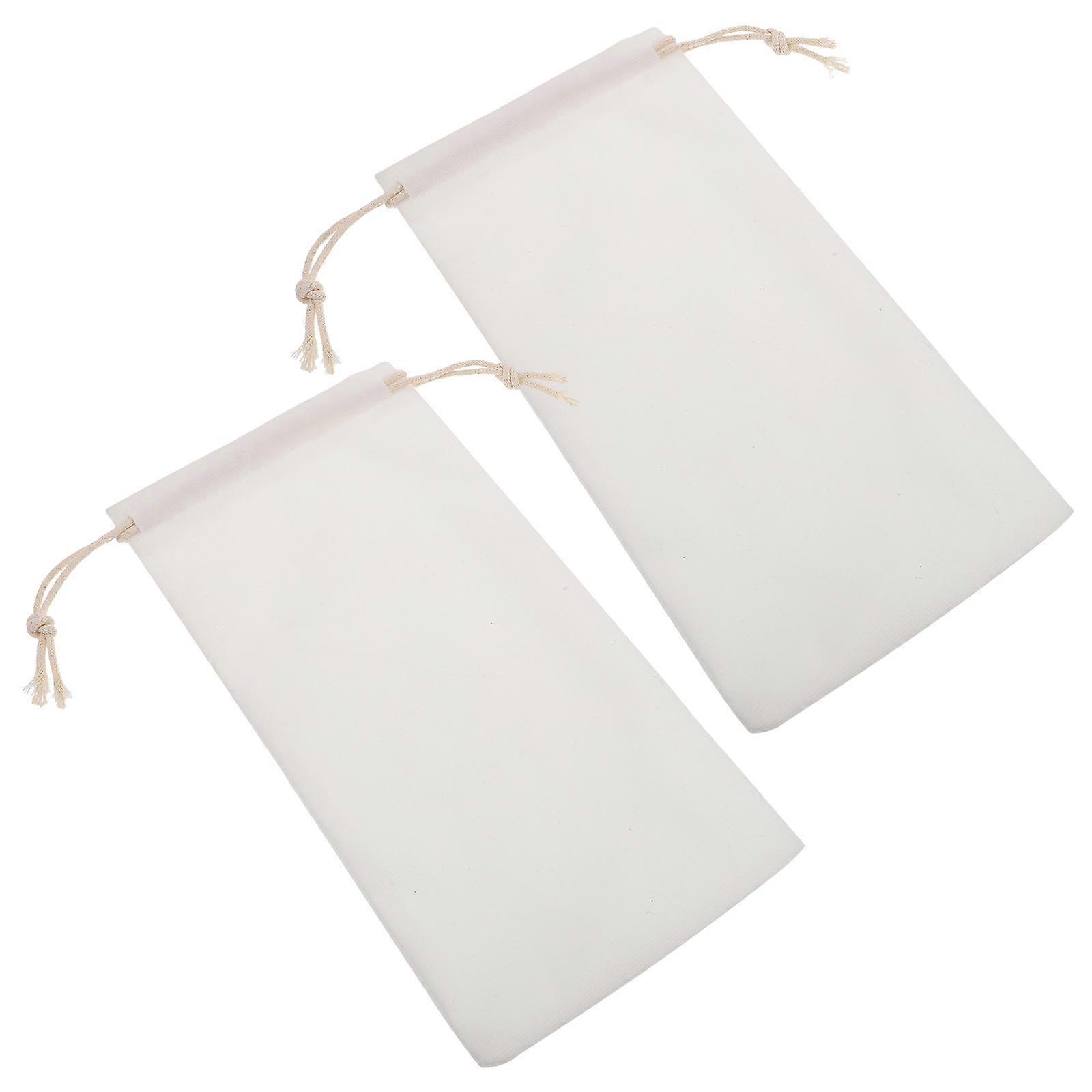 Soft Velvet Dance Shoes Storage Bag for Storage 2Pcs Beige Drawstring Pouch