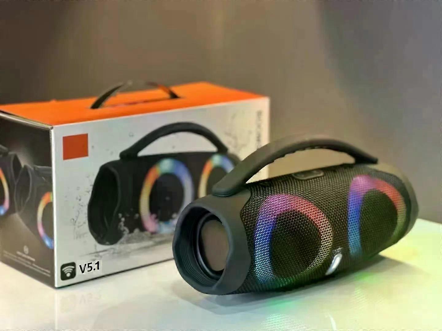 High power bluetooth speaker portable RGB colorful light waterproof wireless subwoofer 360 stereo surround TWS FM boombox