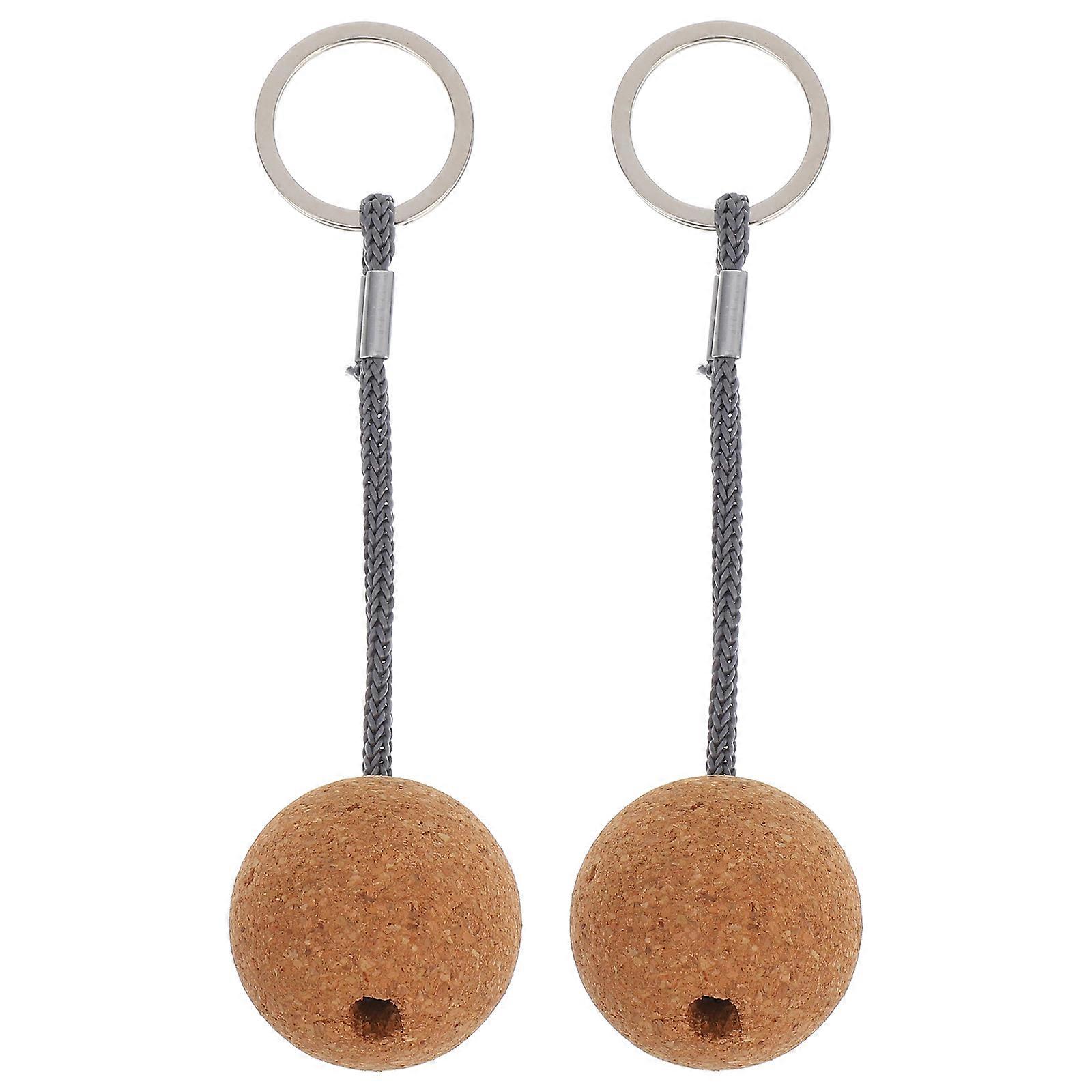 Softwood Ball Keychain for Fishing 2Pcs Floating Creative Key Ring Accessory