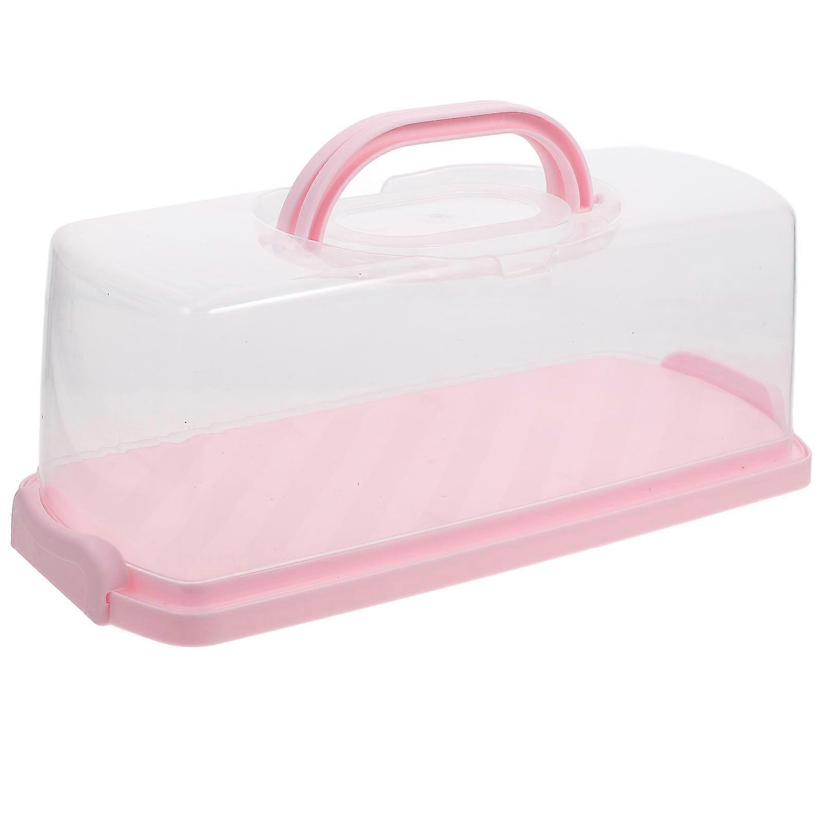 Transparent Rectangular Bread Storage Container for Bread Keeping Pink