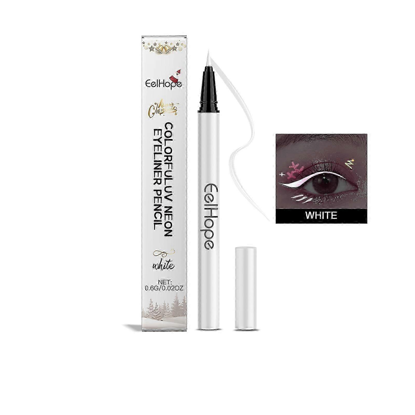 Eyeliner liquide UV 8 couleurs Maquillage des yeux néon blanc à séchage rapide, longue tenue et sans bavures pour Halloween, fêtes et festivals avec de la vitamine E et de l’aloe vera