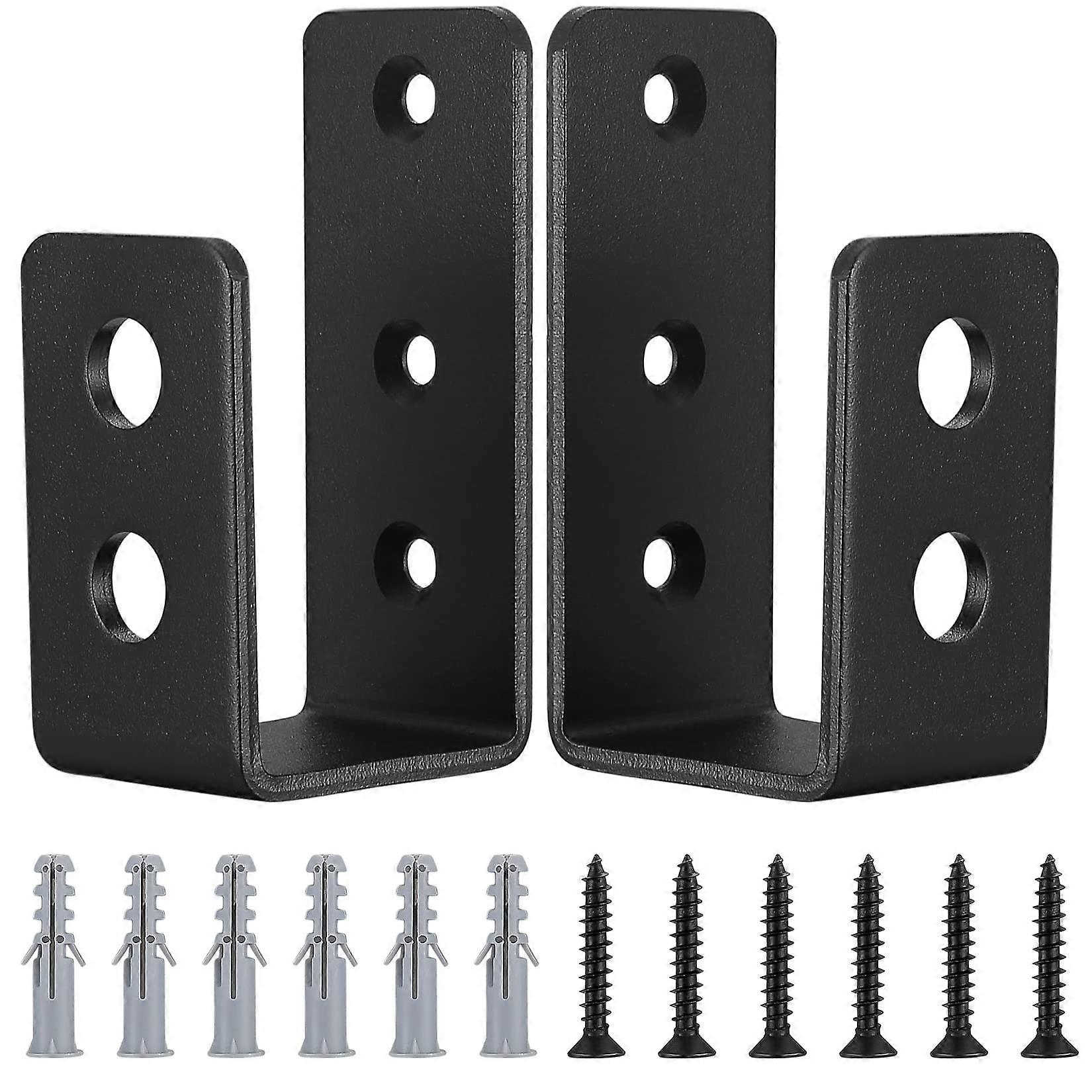 2 Pcs Heavy Duty Door Security Bar Brackets for 2x4 Lumber, RustResistant Garage Barn Gate