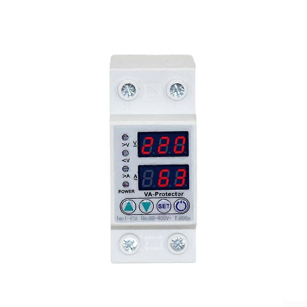 Voltage Protector Relay 63A Over Under Voltage Protection with Dual LED Display Automatic Power Cutoff