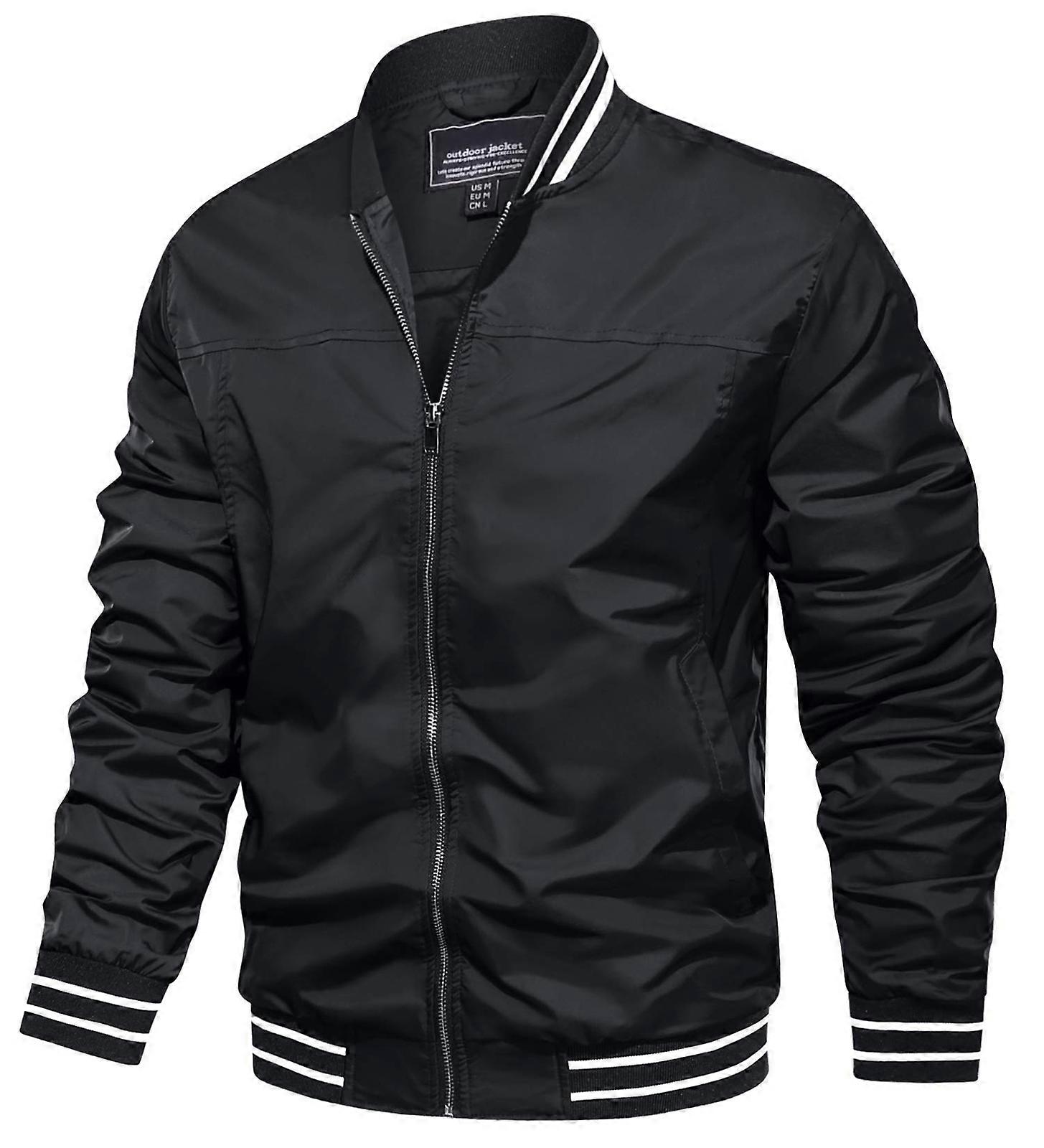 Full Zip Bomber Jackets Men's Casual Jacket Pilot Coats Spring Fall Thin Outwear