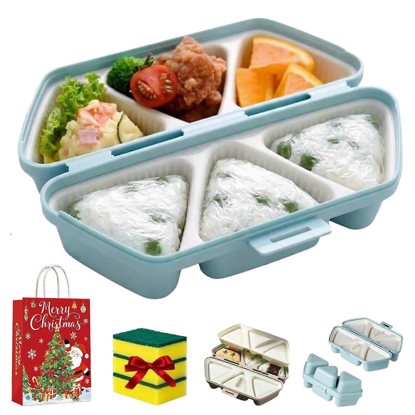 6 in 1 Onigiri Mold Rice Ball Maker, Triangle Sushi Press, Nonstick Easy Release, Blue