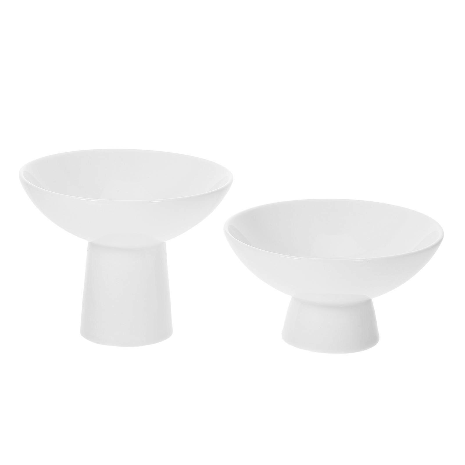 Fruit Plate Ceramic Cake Plate for Storage Use 2Pcs White Appetizer Dish