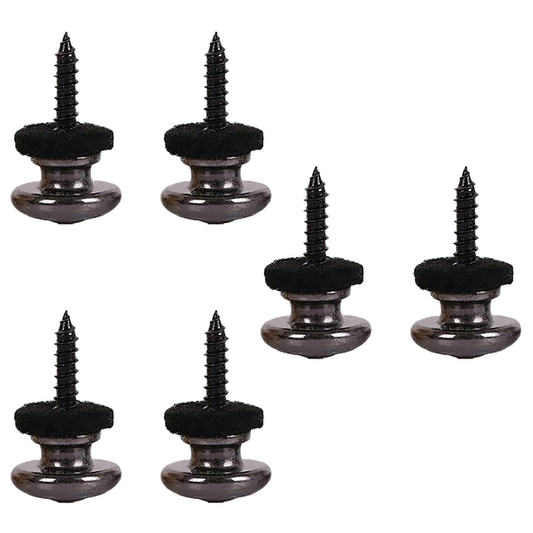 6PCS Wool Copper Guitar Strap Lock Locking Pegs Pins Mushroom Shape End Button Black