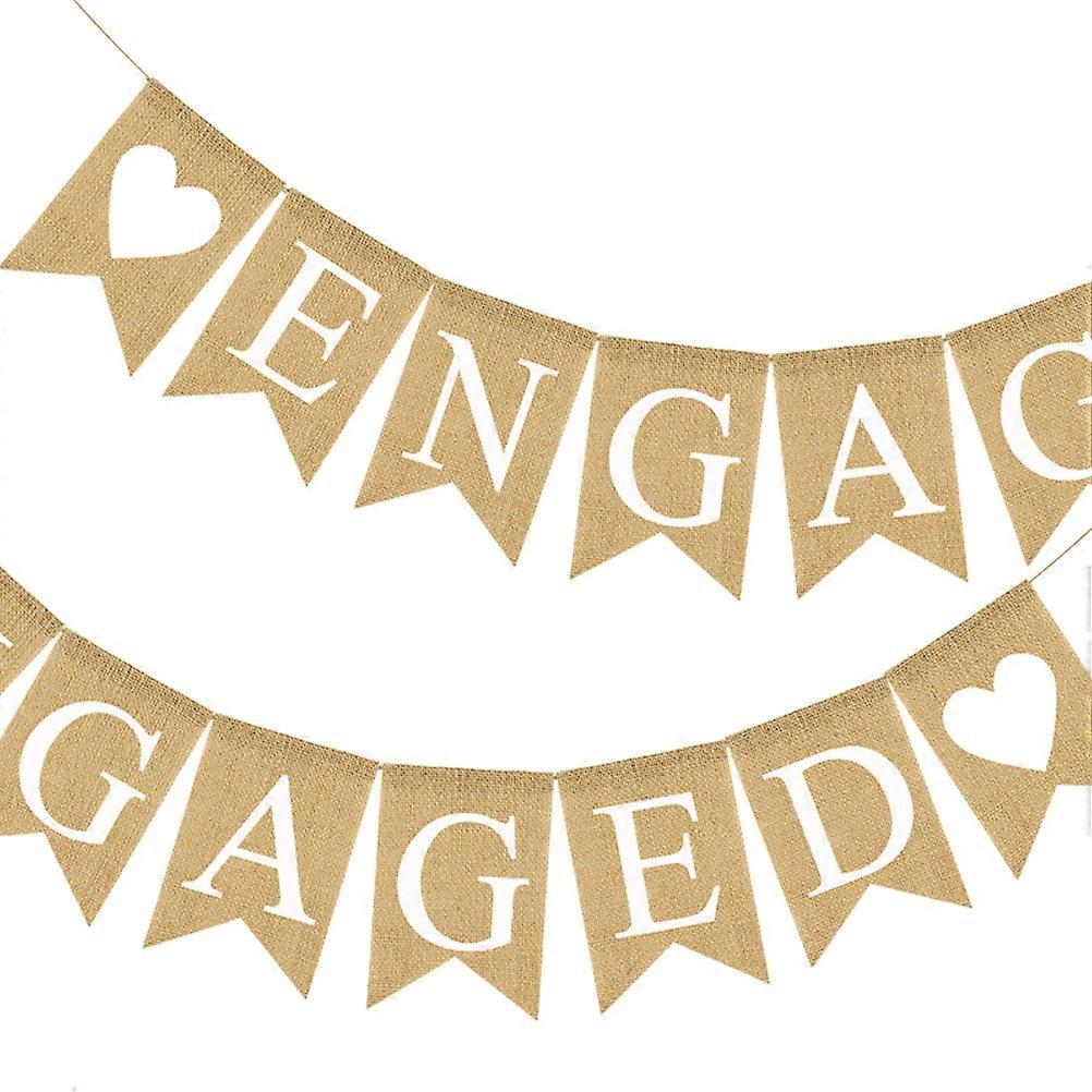 Engaged Bunting Banner Wedding Linen Banner for Decoration