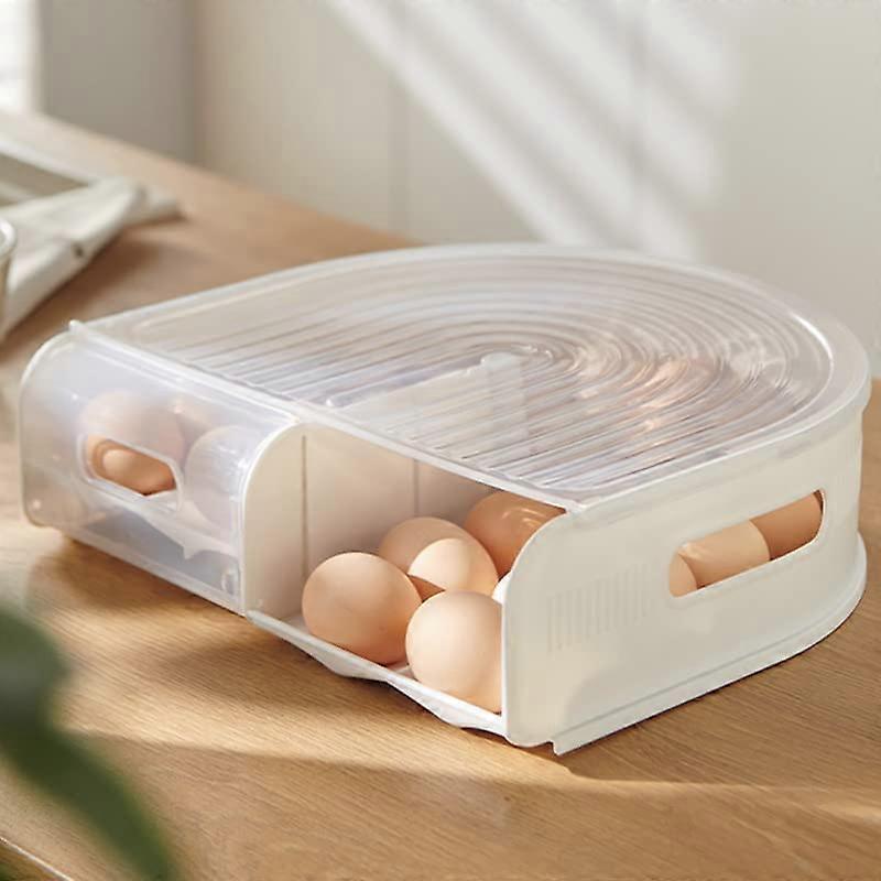 Egg Holder with Automatic Rolling, Large Capacity Egg Storage Container for Refrigerator Kitchen