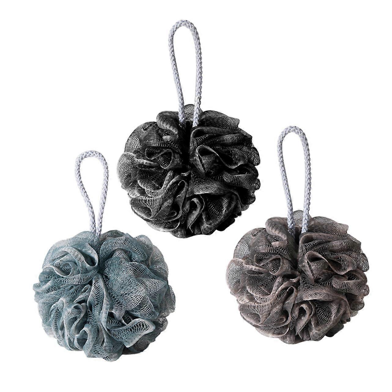 Bath Shower Loofah 3pcs Exfoliating Bath Sponge with Hanging Loop for Gentle Skin Cleansing