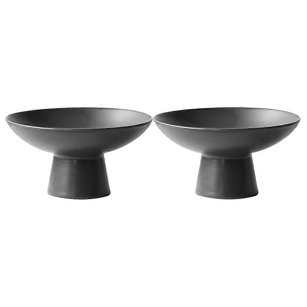 Footed Ceramic Fruit Bowl for Display 2Pcs Black Snack Appetizer Bowls