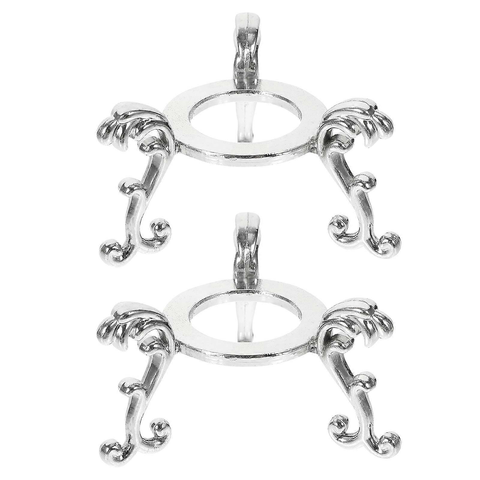 Silver Alloy Crystal Ball Base for Display 2Pcs Creative Crystal Stand