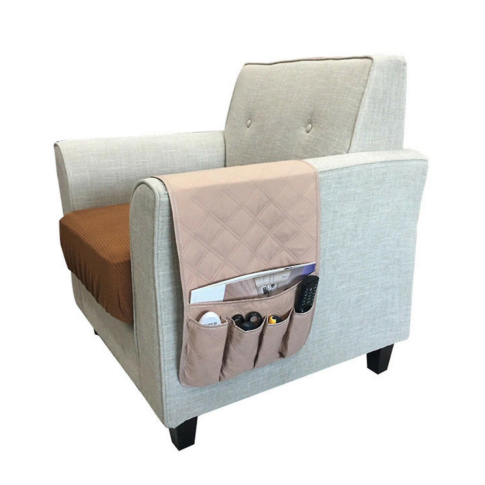 Organisateur D'Accoudoir Canapé | 5 Poches | Range Télécommande, Téléphone, Livres | Gris Ou Café