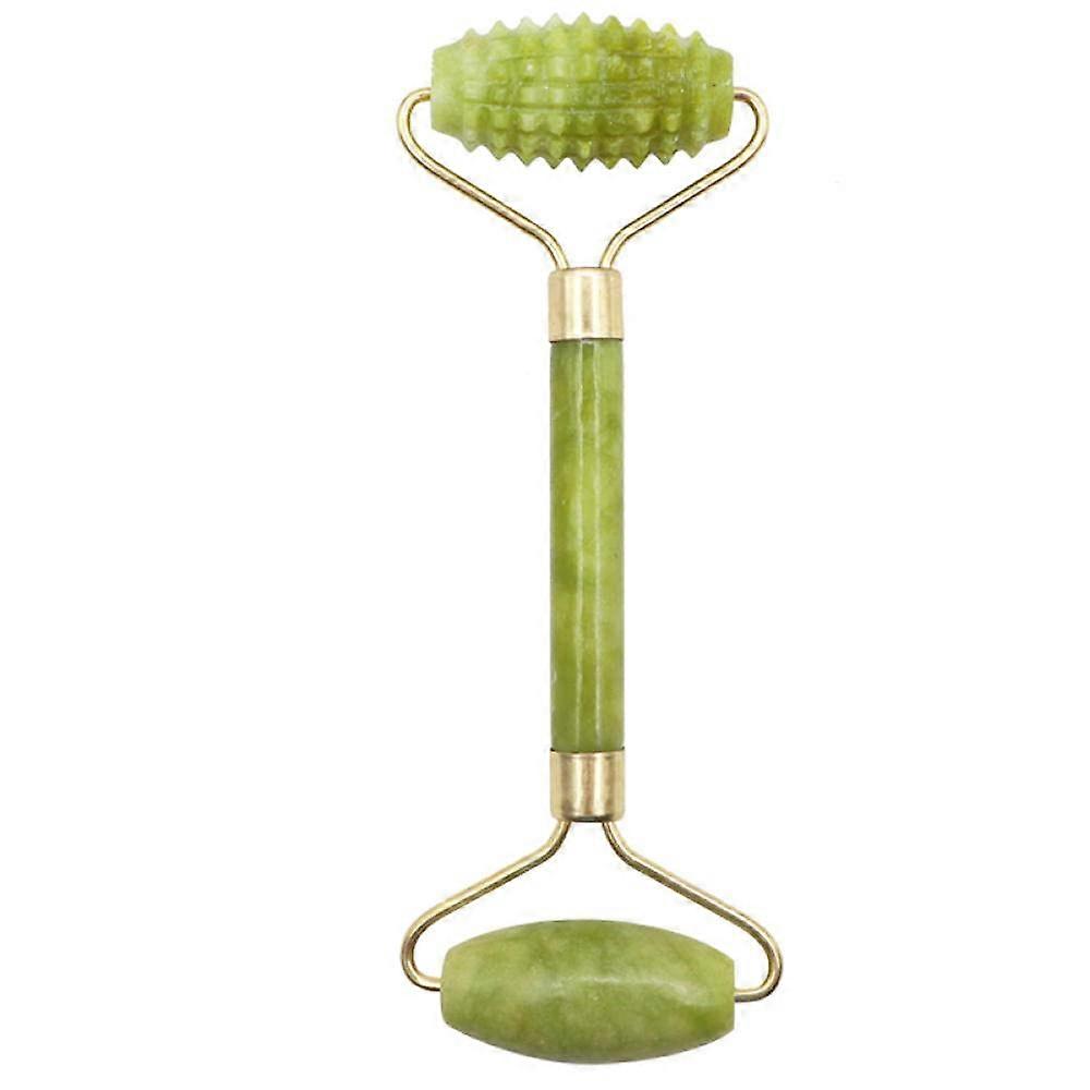 Double Head Jade Roller and Gua Sha Set for Face and Neck with Cool Touch Smooth Glide Massage