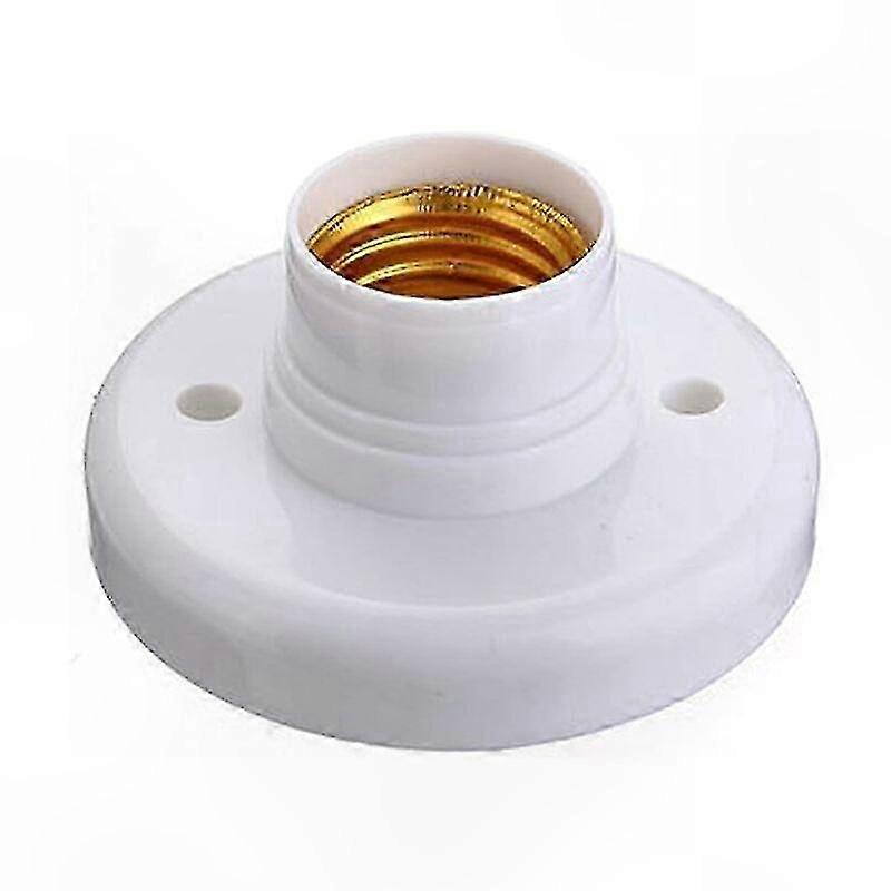 2 Pack E27 Bulb Sockets, Round Plastic Lamp Holders with Screw Base, Wall Mount Light Socket Brackets, White Finish