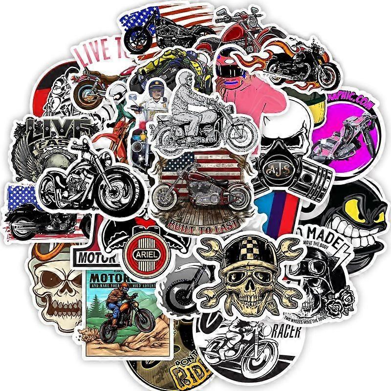 Retro Motorcycle Sticker Set - Multi-color, Waterproof