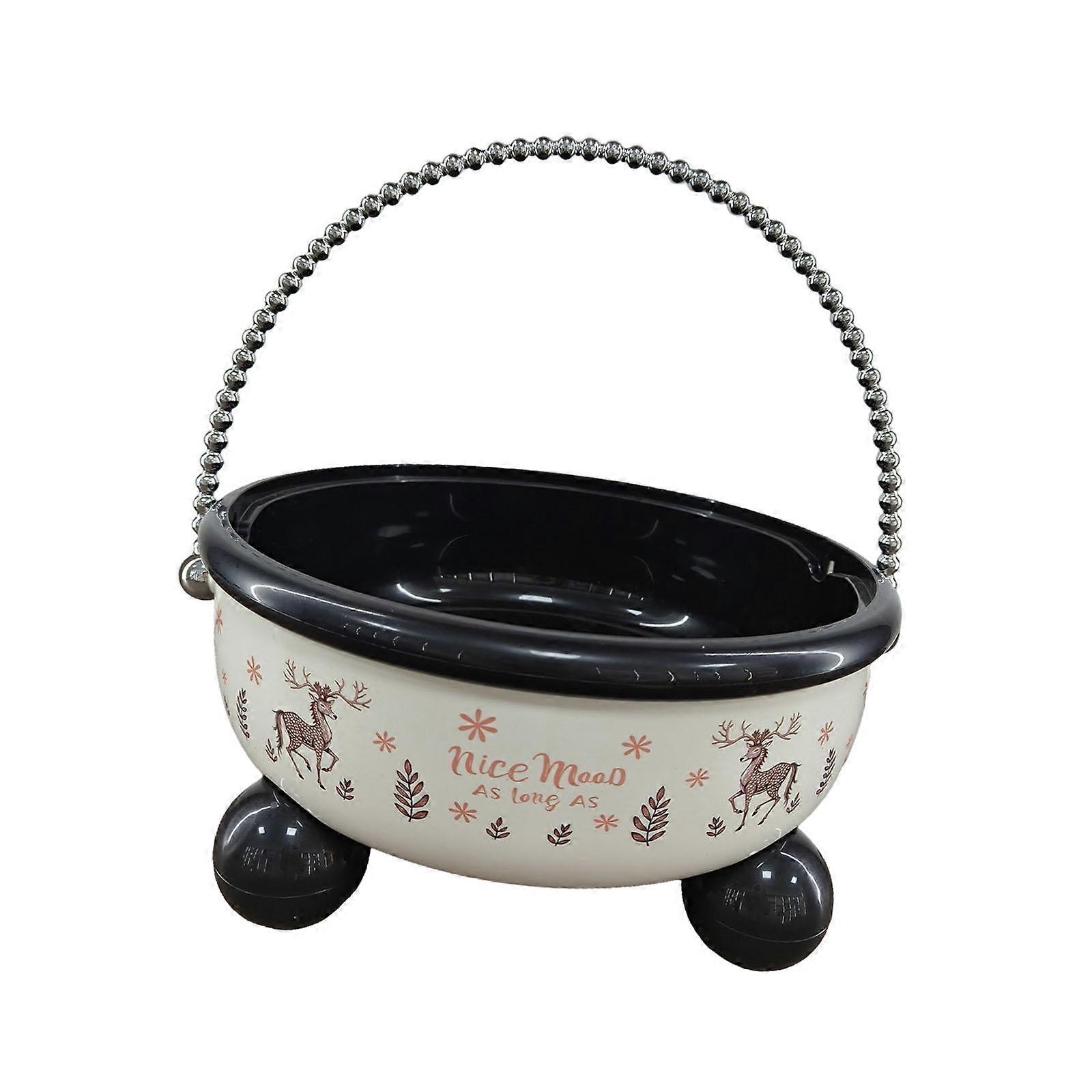 Fruit Serving Bowl with Draining Holes Dustproof Handled Portable Container