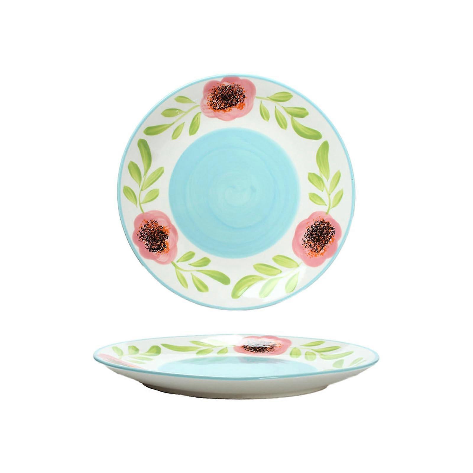 Ceramic Dessert Plate for Snacks Microwave Dishwasher Safe Scratch Resistant Floral Design