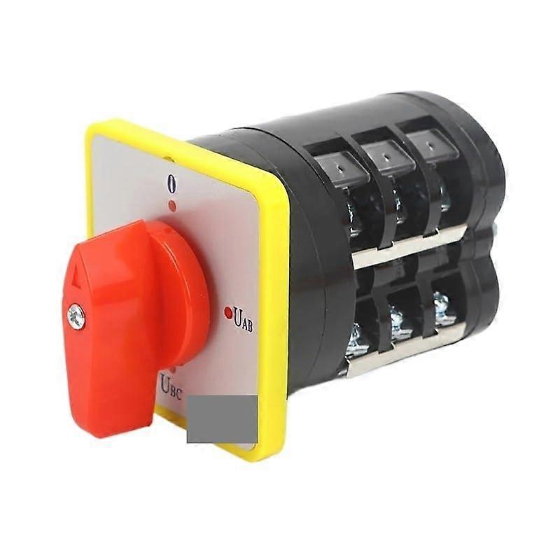 16A 4 Position 3 Pole Rotary Cam Switch Yellow Panel ThreePhase Voltmeter LW5D16 Durable