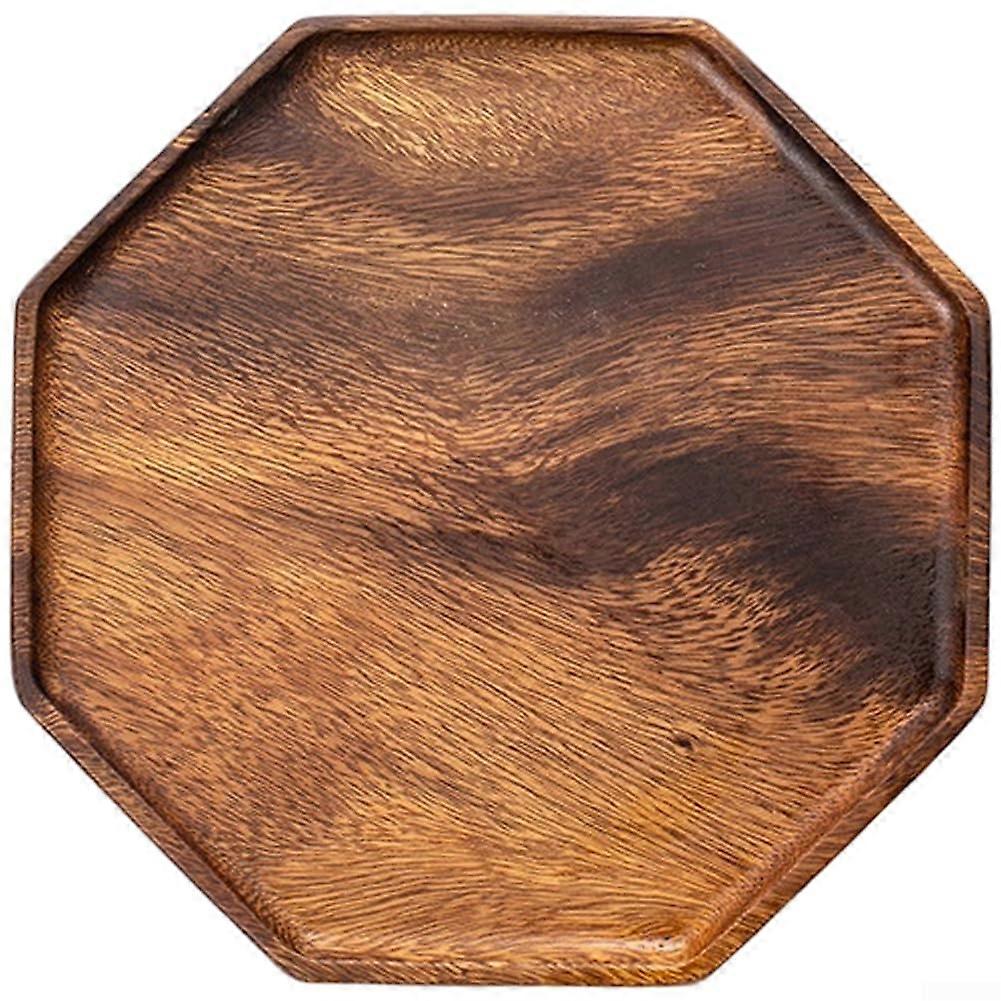 Handmade Walnut Serving Tray with Unique Octagonal Shape, Elegant Wooden Tea and Dessert Display Plate